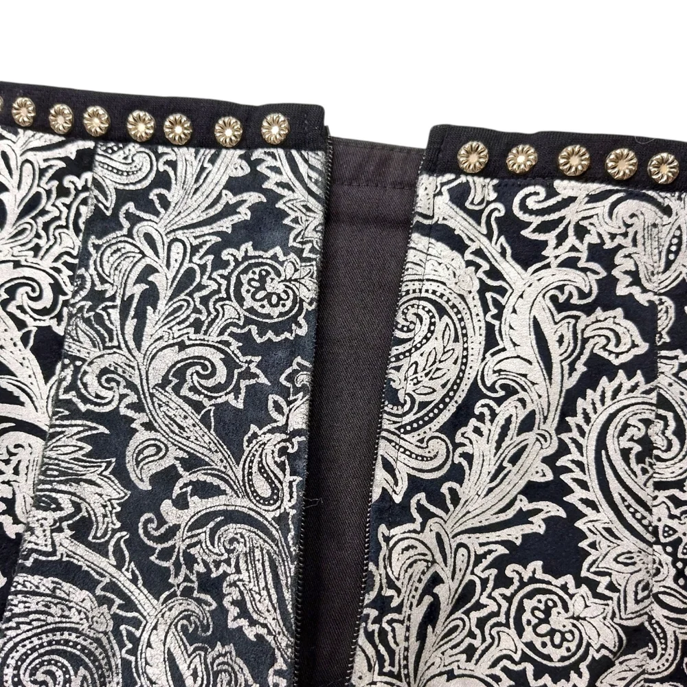 Cache Black A-Line Skirt with Beige Ornate Waist Panel - Picture 6 of 14